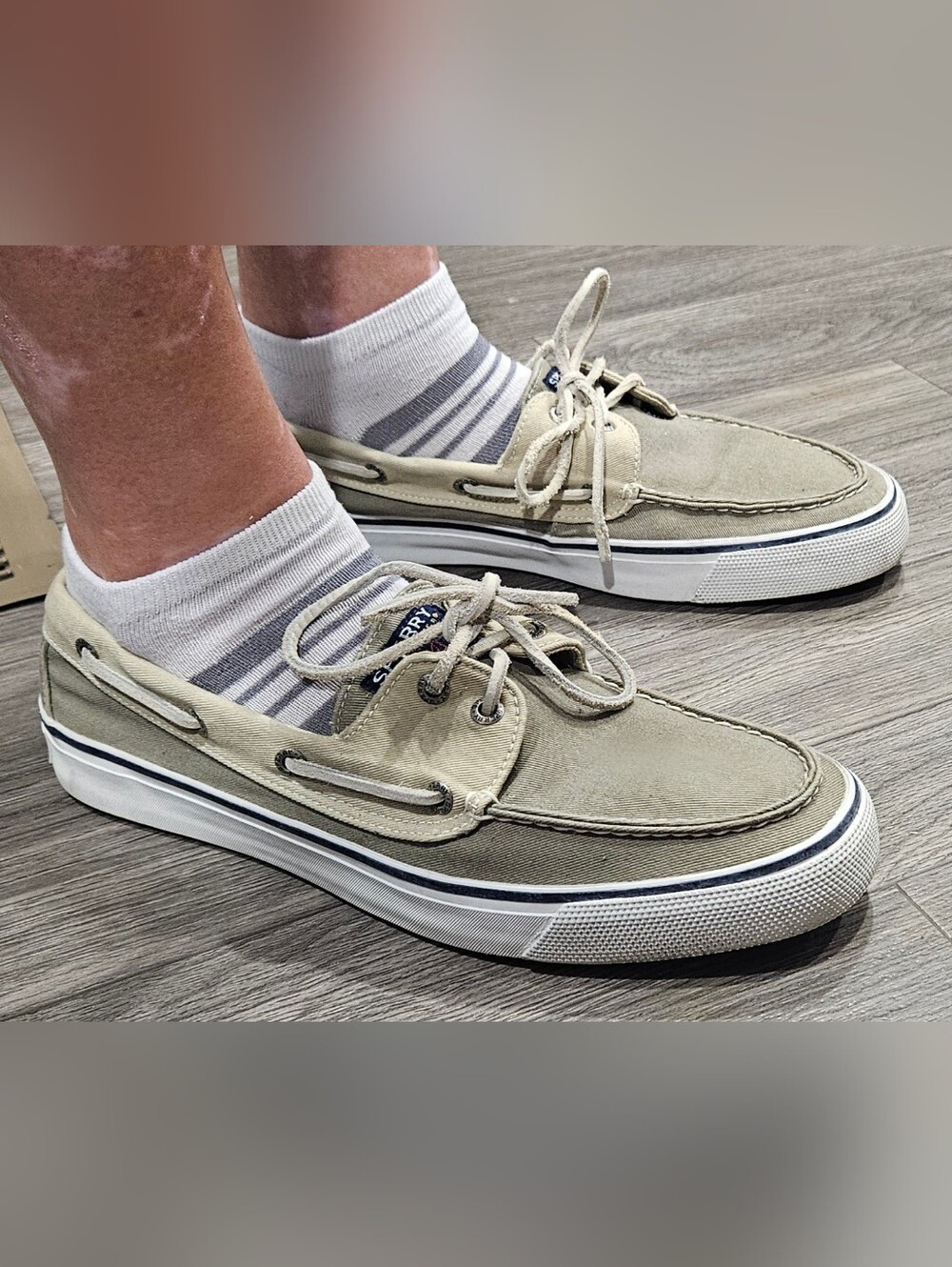 Sperry Top-Sider Men’s Canvas Boat Shoes in Beige Size 11 Loafer